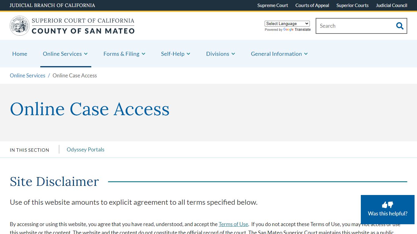 Online Case Access | Superior Court of California | County of San Mateo