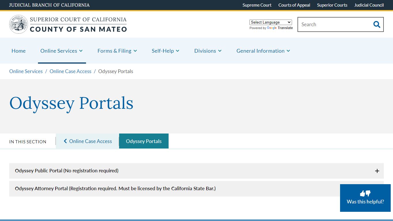 Odyssey Portals | Superior Court of California | County of San Mateo